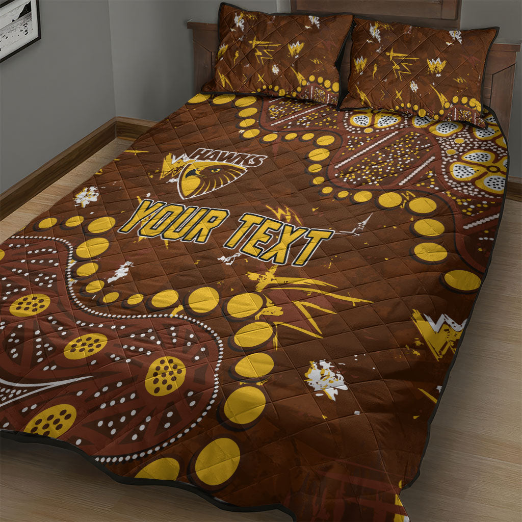 Personalized Hawthorn Hawks Quilt Bed Set Aboriginal Pattern with Graffiti Style