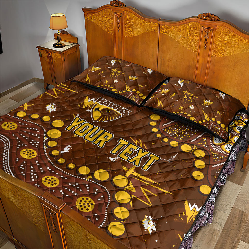 Personalized Hawthorn Hawks Quilt Bed Set Aboriginal Pattern with Graffiti Style