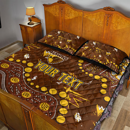 Personalized Hawthorn Hawks Quilt Bed Set Aboriginal Pattern with Graffiti Style