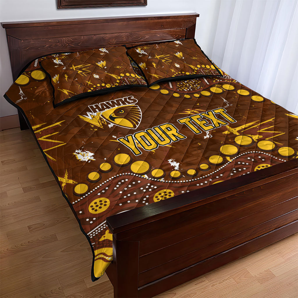 Personalized Hawthorn Hawks Quilt Bed Set Aboriginal Pattern with Graffiti Style