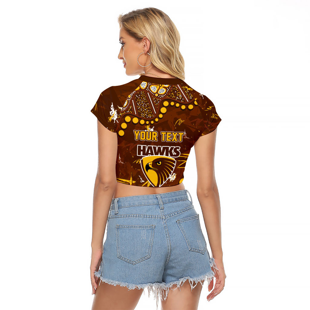 Personalized Hawthorn Hawks Raglan Cropped T Shirt Aboriginal Pattern with Graffiti Style
