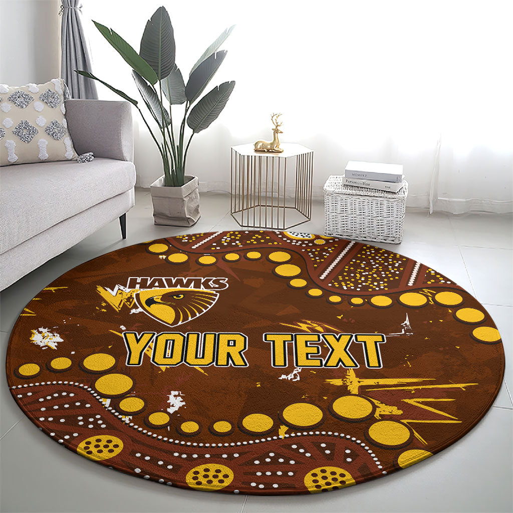 Personalized Hawthorn Hawks Round Carpet Aboriginal Pattern with Graffiti Style