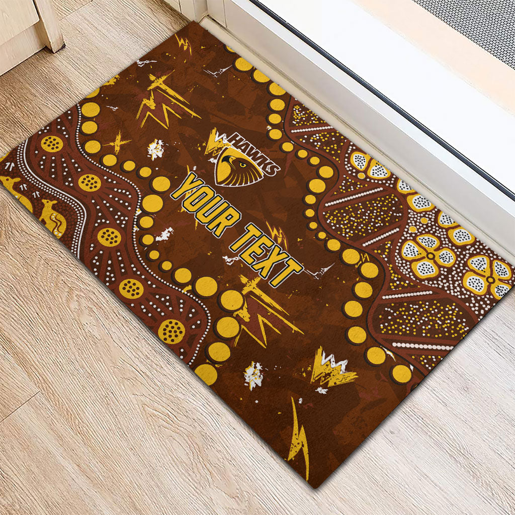 Personalized Hawthorn Hawks Rubber Doormat Aboriginal Pattern with Graffiti Style