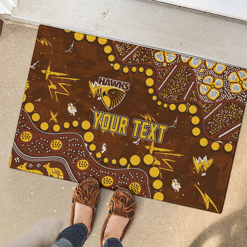 Personalized Hawthorn Hawks Rubber Doormat Aboriginal Pattern with Graffiti Style