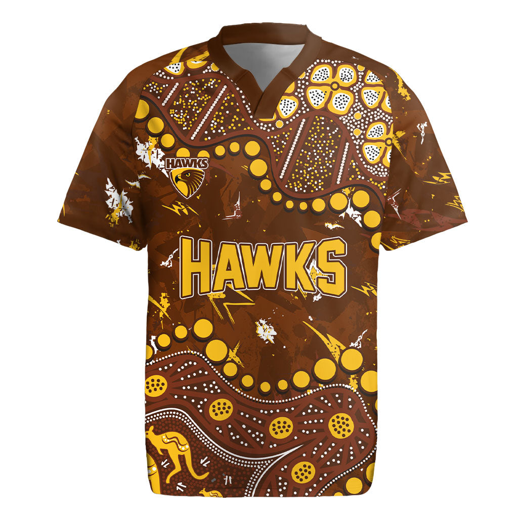 Personalized Hawthorn Hawks Rugby Jersey Aboriginal Pattern with Graffiti Style