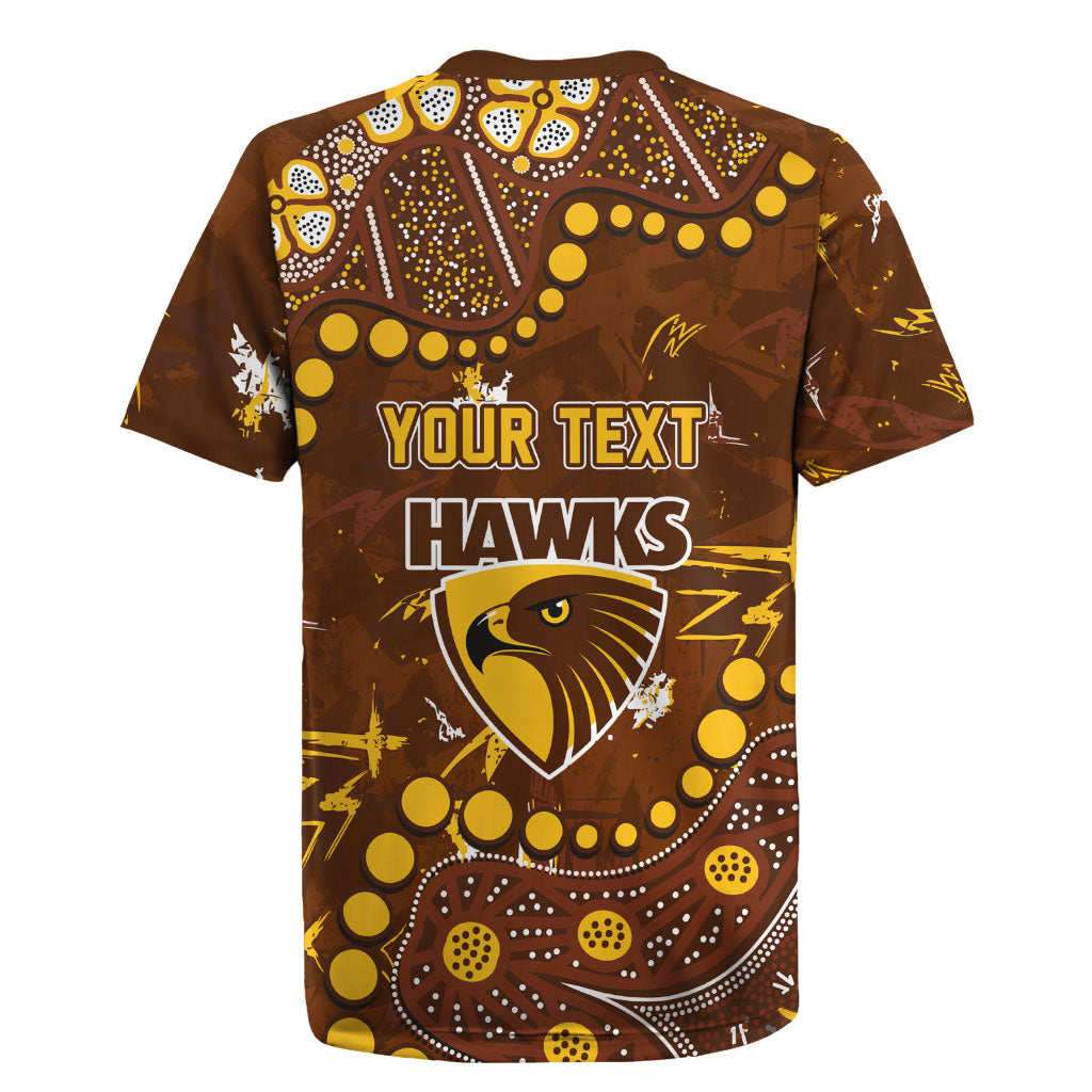 Personalized Hawthorn Hawks Rugby Jersey Aboriginal Pattern with Graffiti Style