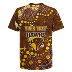 Personalized Hawthorn Hawks Rugby Jersey Aboriginal Pattern with Graffiti Style