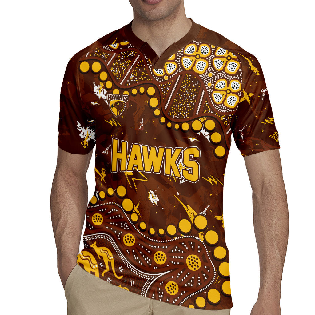 Personalized Hawthorn Hawks Rugby Jersey Aboriginal Pattern with Graffiti Style