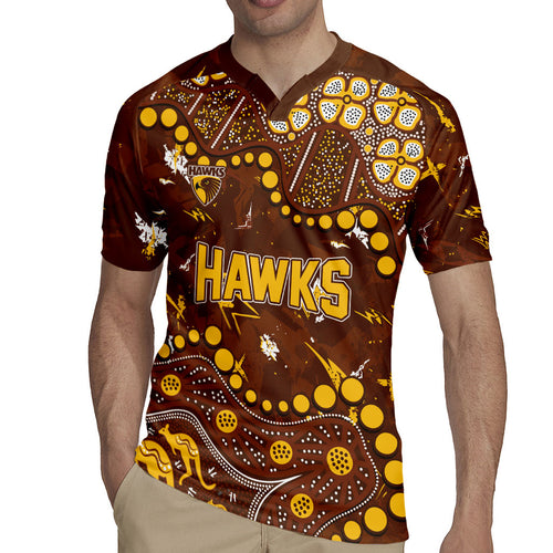 Personalized Hawthorn Hawks Rugby Jersey Aboriginal Pattern with Graffiti Style