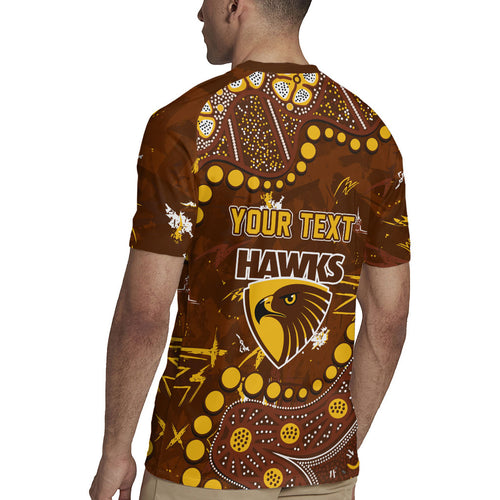 Personalized Hawthorn Hawks Rugby Jersey Aboriginal Pattern with Graffiti Style