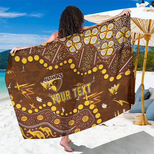 Personalized Hawthorn Hawks Sarong Aboriginal Pattern with Graffiti Style