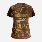 Personalized Hawthorn Hawks Scrub Top Aboriginal Pattern with Graffiti Style