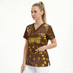 Personalized Hawthorn Hawks Scrub Top Aboriginal Pattern with Graffiti Style