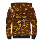 Personalized Hawthorn Hawks Sherpa Hoodie Aboriginal Pattern with Graffiti Style