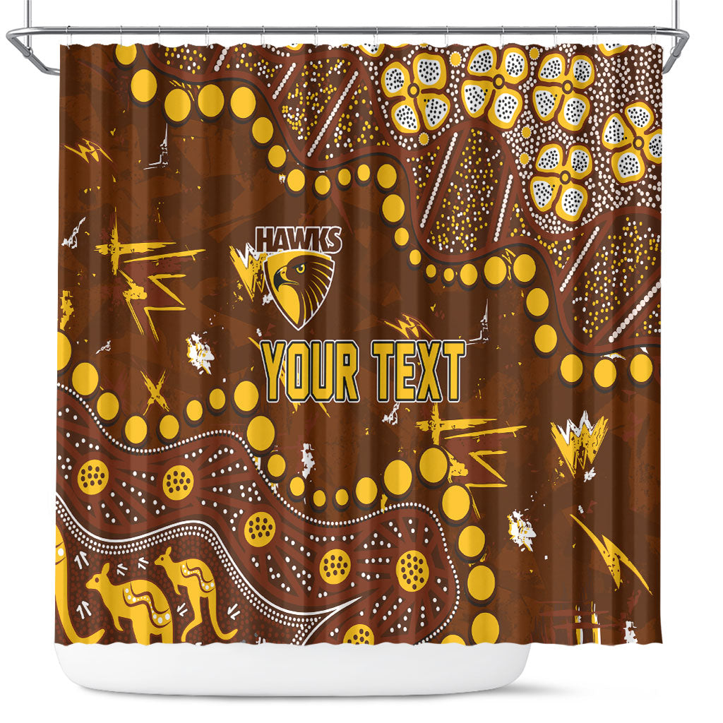 Personalized Hawthorn Hawks Shower Curtain Aboriginal Pattern with Graffiti Style