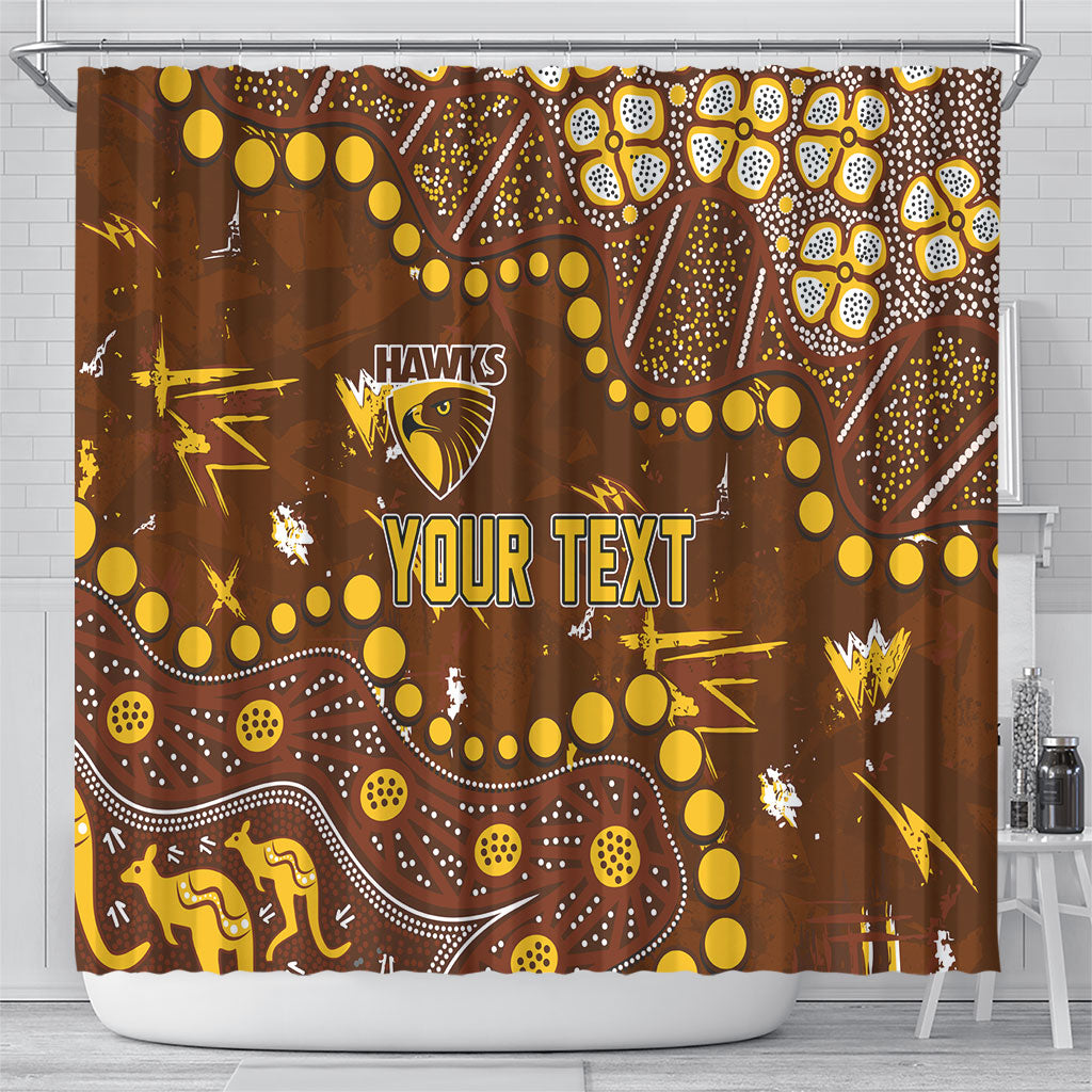 Personalized Hawthorn Hawks Shower Curtain Aboriginal Pattern with Graffiti Style