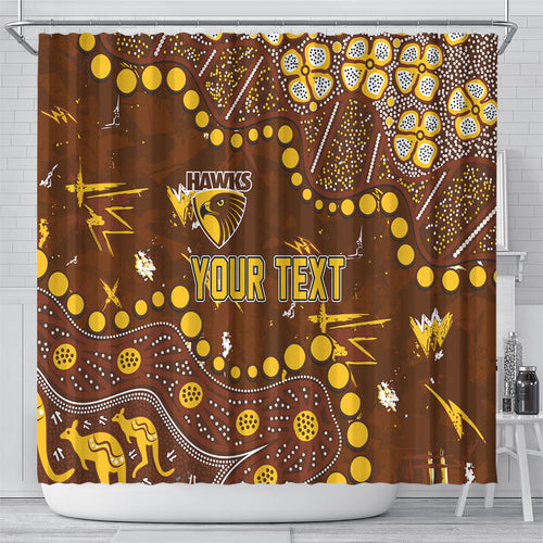 Personalized Hawthorn Hawks Shower Curtain Aboriginal Pattern with Graffiti Style