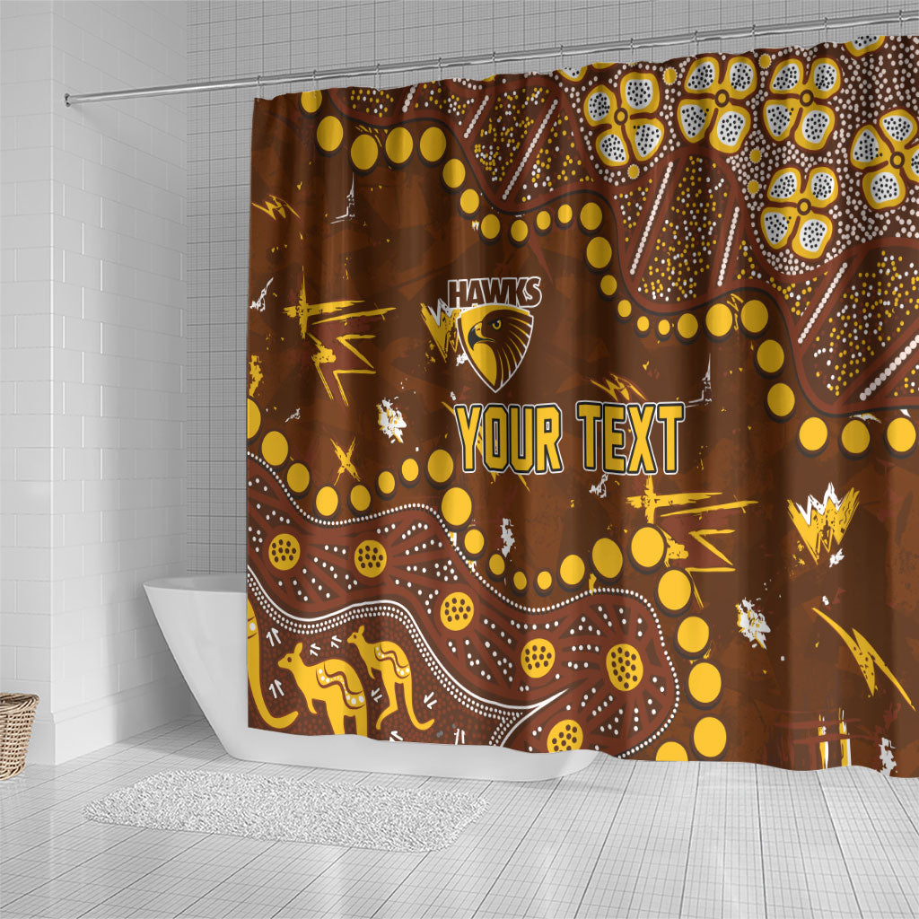 Personalized Hawthorn Hawks Shower Curtain Aboriginal Pattern with Graffiti Style