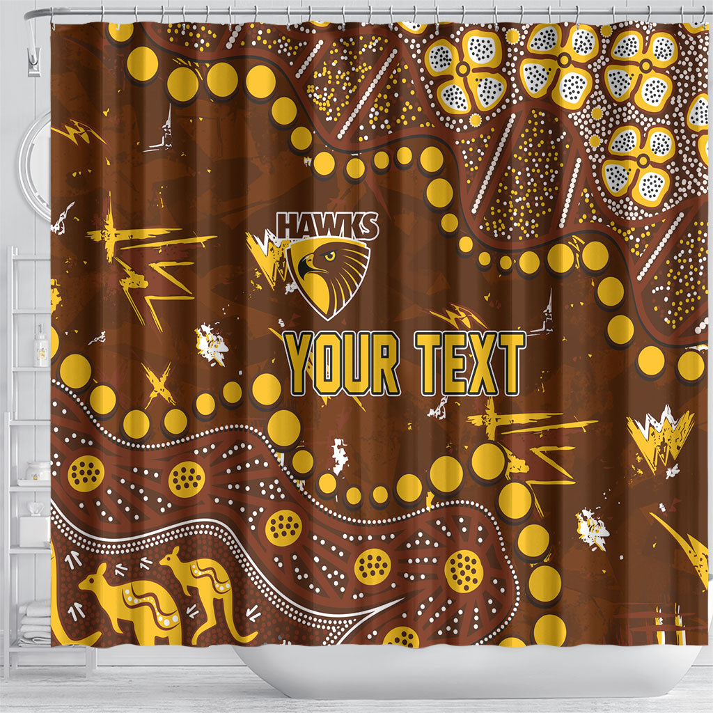 Personalized Hawthorn Hawks Shower Curtain Aboriginal Pattern with Graffiti Style