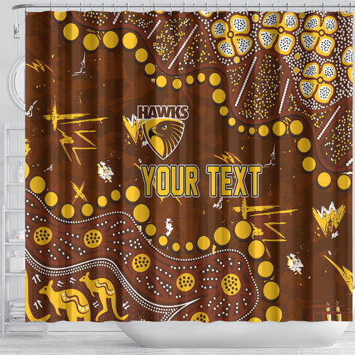 Personalized Hawthorn Hawks Shower Curtain Aboriginal Pattern with Graffiti Style