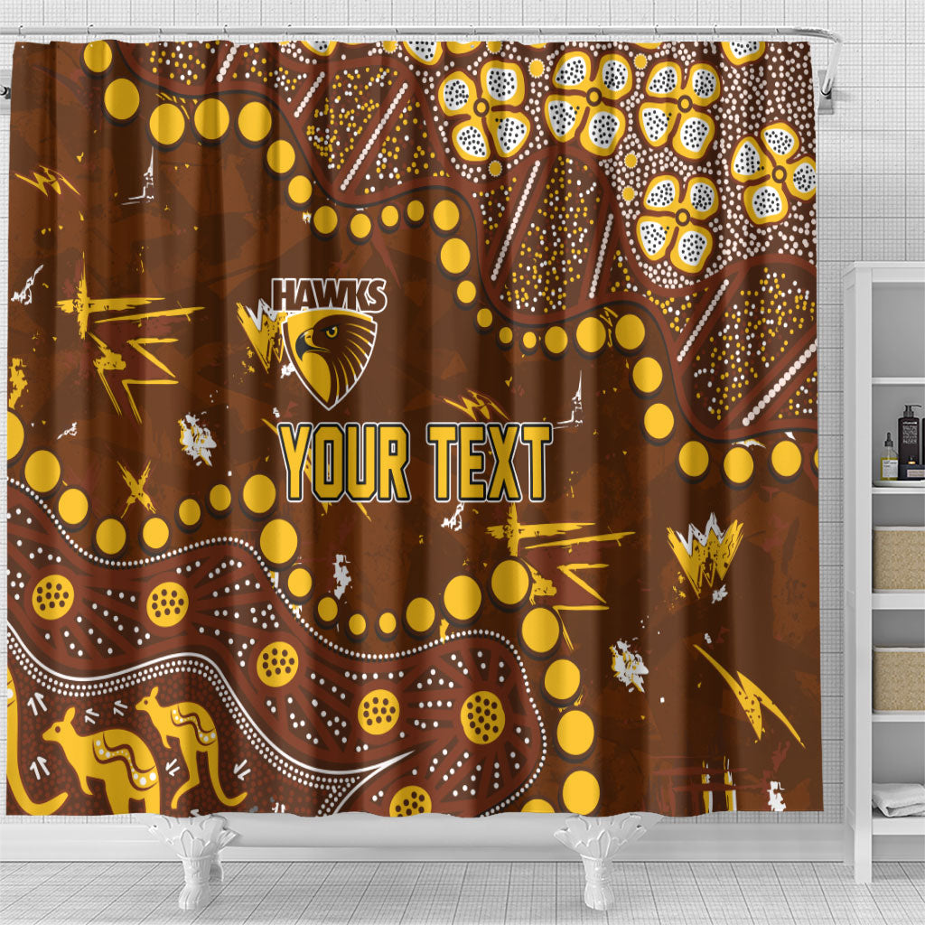 Personalized Hawthorn Hawks Shower Curtain Aboriginal Pattern with Graffiti Style