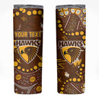 Personalized Hawthorn Hawks Skinny Tumbler Aboriginal Pattern with Graffiti Style