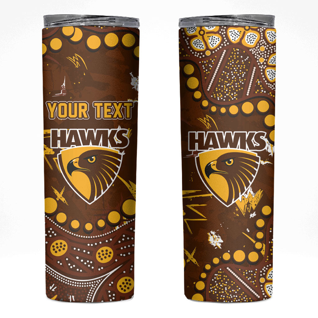 Personalized Hawthorn Hawks Skinny Tumbler Aboriginal Pattern with Graffiti Style