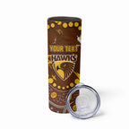 Personalized Hawthorn Hawks Skinny Tumbler Aboriginal Pattern with Graffiti Style