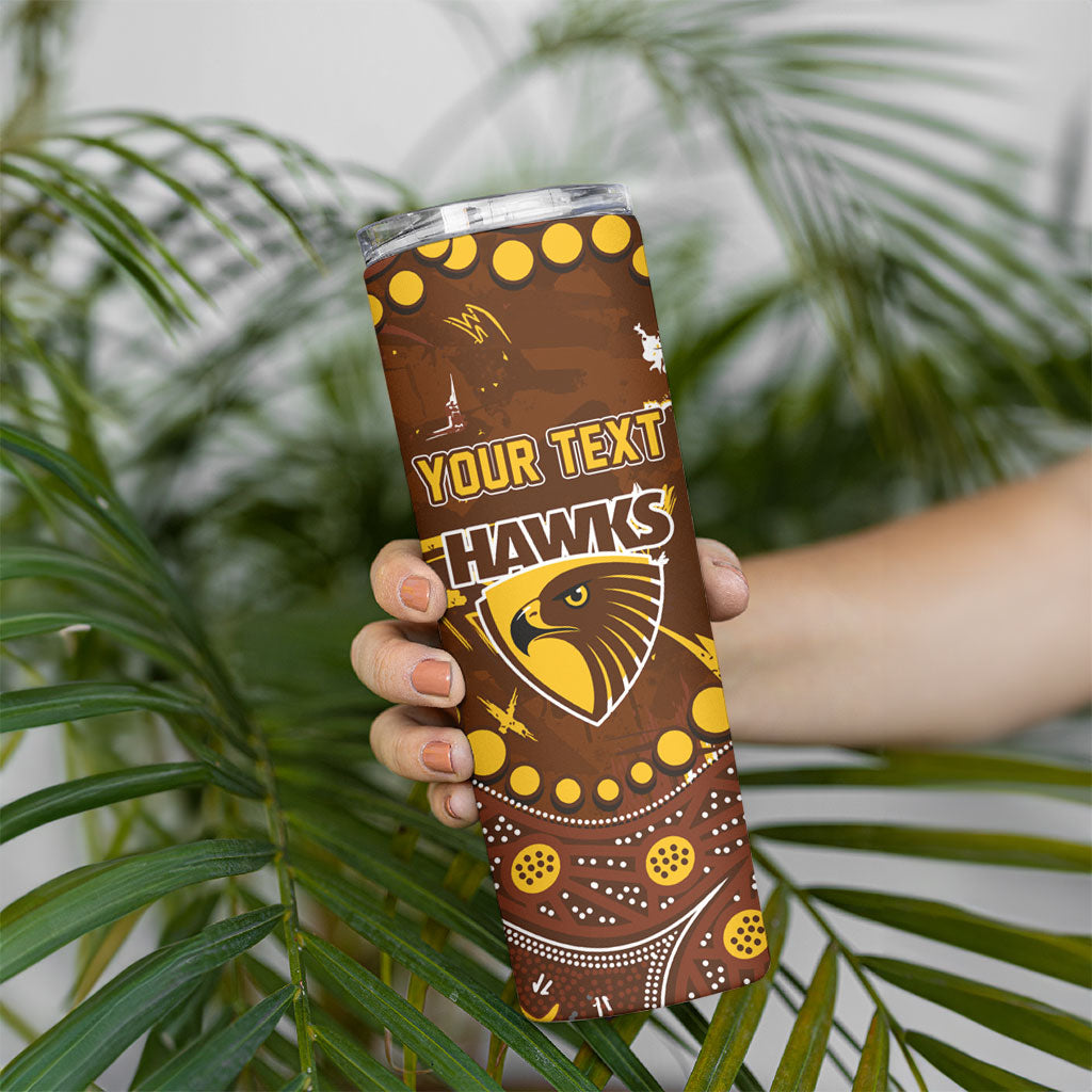 Personalized Hawthorn Hawks Skinny Tumbler Aboriginal Pattern with Graffiti Style