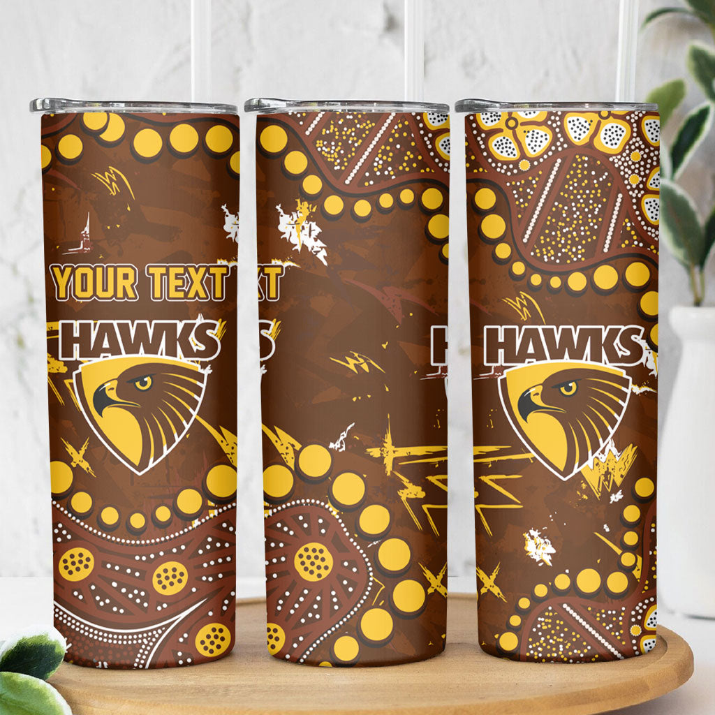 Personalized Hawthorn Hawks Skinny Tumbler Aboriginal Pattern with Graffiti Style