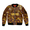 Personalized Hawthorn Hawks Sleeve Zip Bomber Jacket Aboriginal Pattern with Graffiti Style