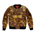 Personalized Hawthorn Hawks Sleeve Zip Bomber Jacket Aboriginal Pattern with Graffiti Style