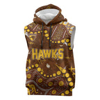 Personalized Hawthorn Hawks Sleeveless Hoodie Aboriginal Pattern with Graffiti Style