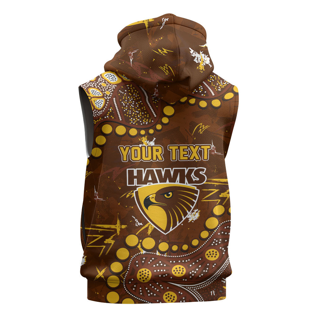 Personalized Hawthorn Hawks Sleeveless Hoodie Aboriginal Pattern with Graffiti Style