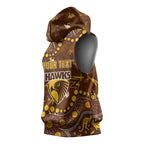 Personalized Hawthorn Hawks Sleeveless Hoodie Aboriginal Pattern with Graffiti Style