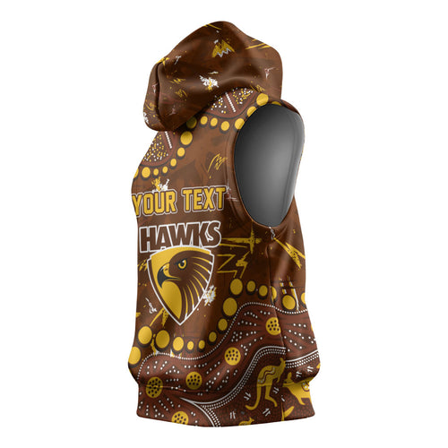 Personalized Hawthorn Hawks Sleeveless Hoodie Aboriginal Pattern with Graffiti Style