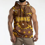 Personalized Hawthorn Hawks Sleeveless Hoodie Aboriginal Pattern with Graffiti Style