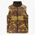 Personalized Hawthorn Hawks Sleeveless Puffer Jacket Aboriginal Pattern with Graffiti Style