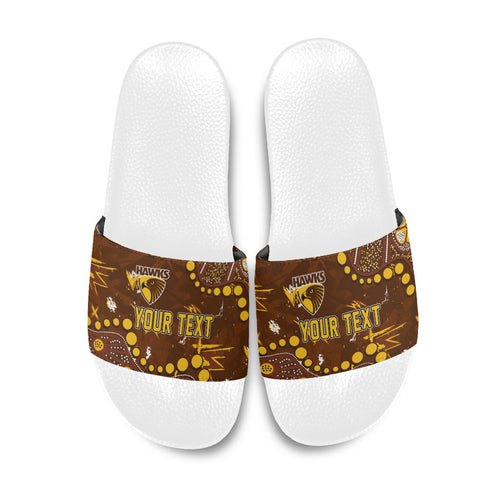 Personalized Hawthorn Hawks Slide Sandals Aboriginal Pattern with Graffiti Style