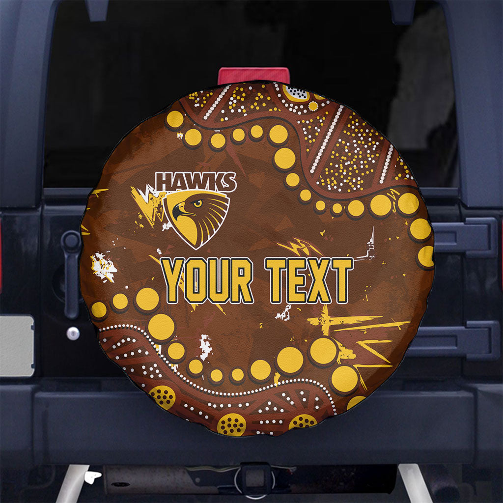 Personalized Hawthorn Hawks Spare Tire Cover Aboriginal Pattern with Graffiti Style