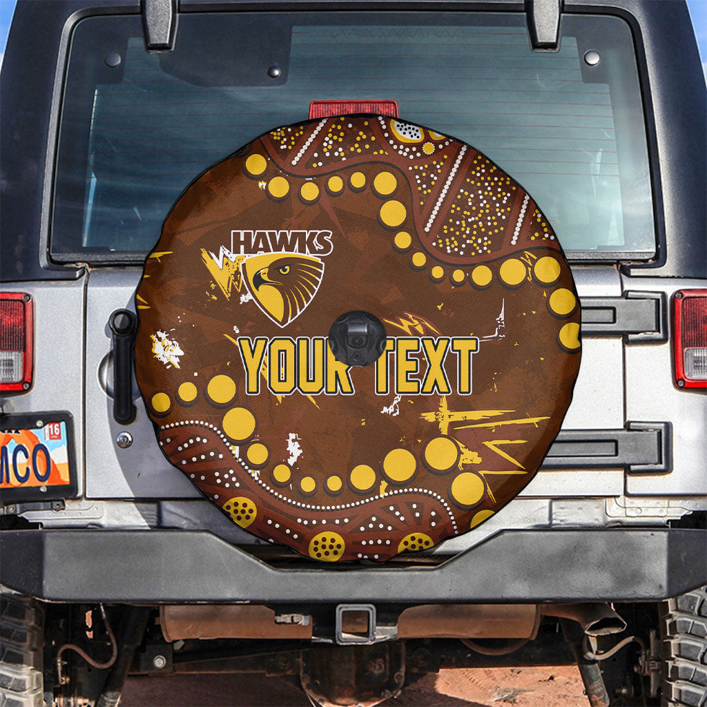 Personalized Hawthorn Hawks Spare Tire Cover Aboriginal Pattern with Graffiti Style