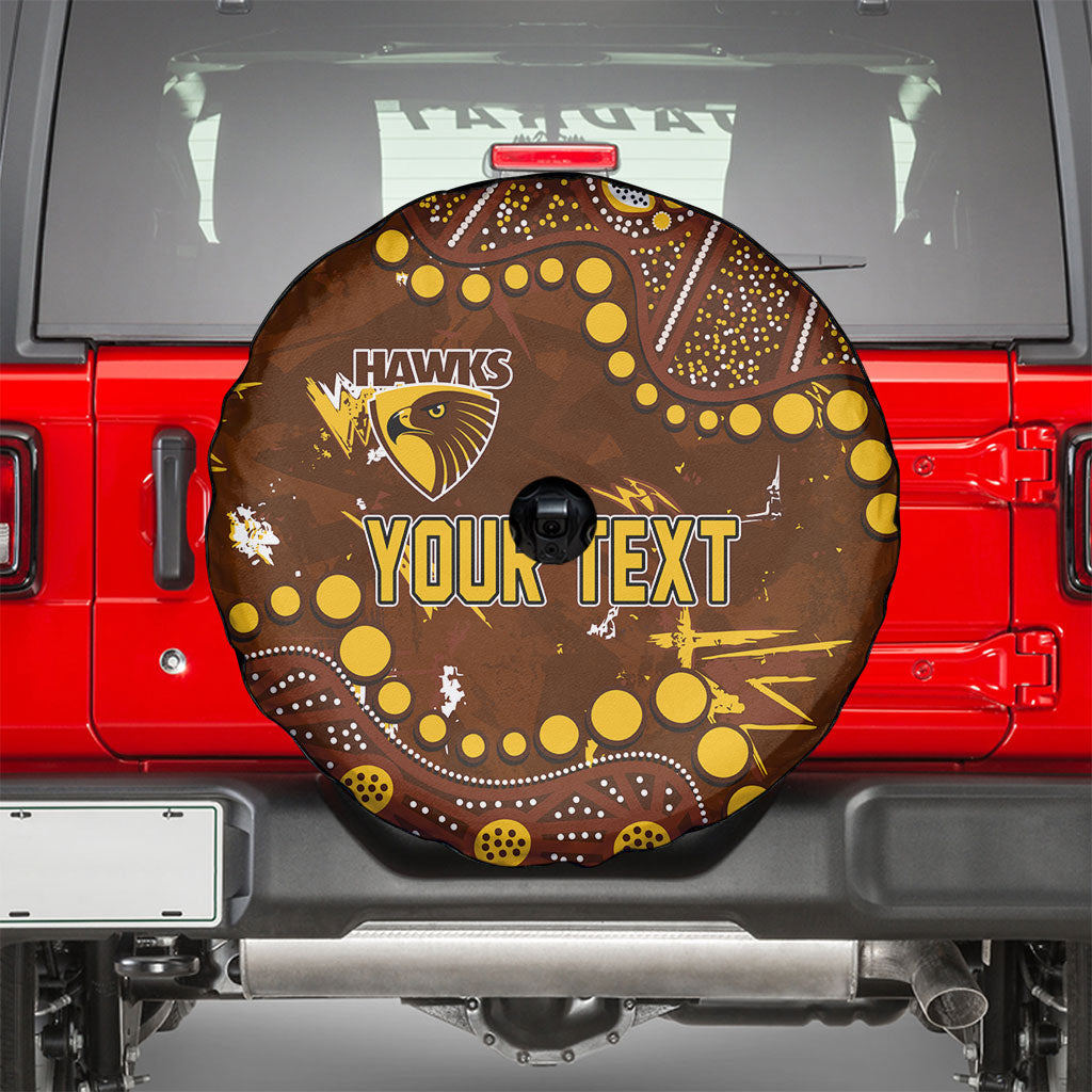 Personalized Hawthorn Hawks Spare Tire Cover Aboriginal Pattern with Graffiti Style