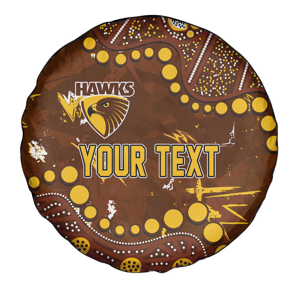 Personalized Hawthorn Hawks Spare Tire Cover Aboriginal Pattern with Graffiti Style