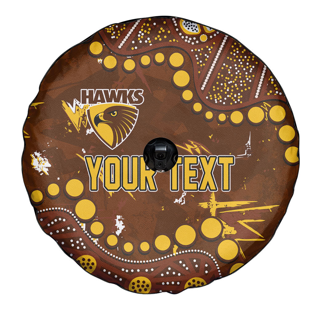 Personalized Hawthorn Hawks Spare Tire Cover Aboriginal Pattern with Graffiti Style