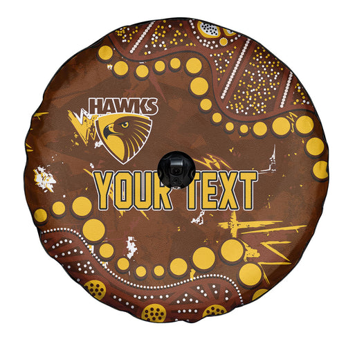 Personalized Hawthorn Hawks Spare Tire Cover Aboriginal Pattern with Graffiti Style