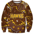 Personalized Hawthorn Hawks Sweatshirt Aboriginal Pattern with Graffiti Style