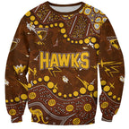 Personalized Hawthorn Hawks Sweatshirt Aboriginal Pattern with Graffiti Style