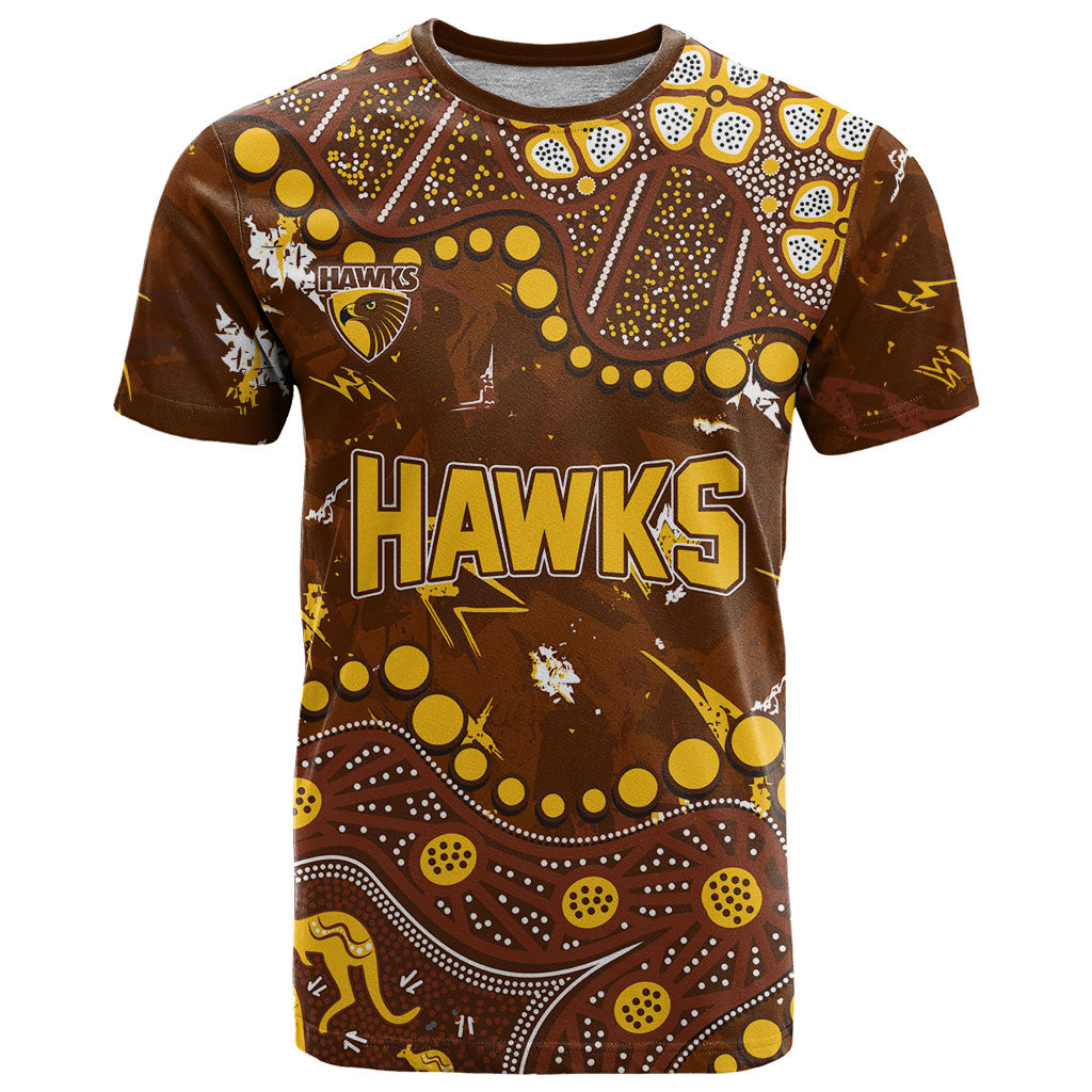 Personalized Hawthorn Hawks T Shirt Aboriginal Pattern with Graffiti Style