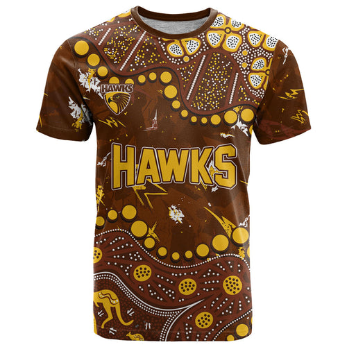 Personalized Hawthorn Hawks T Shirt Aboriginal Pattern with Graffiti Style