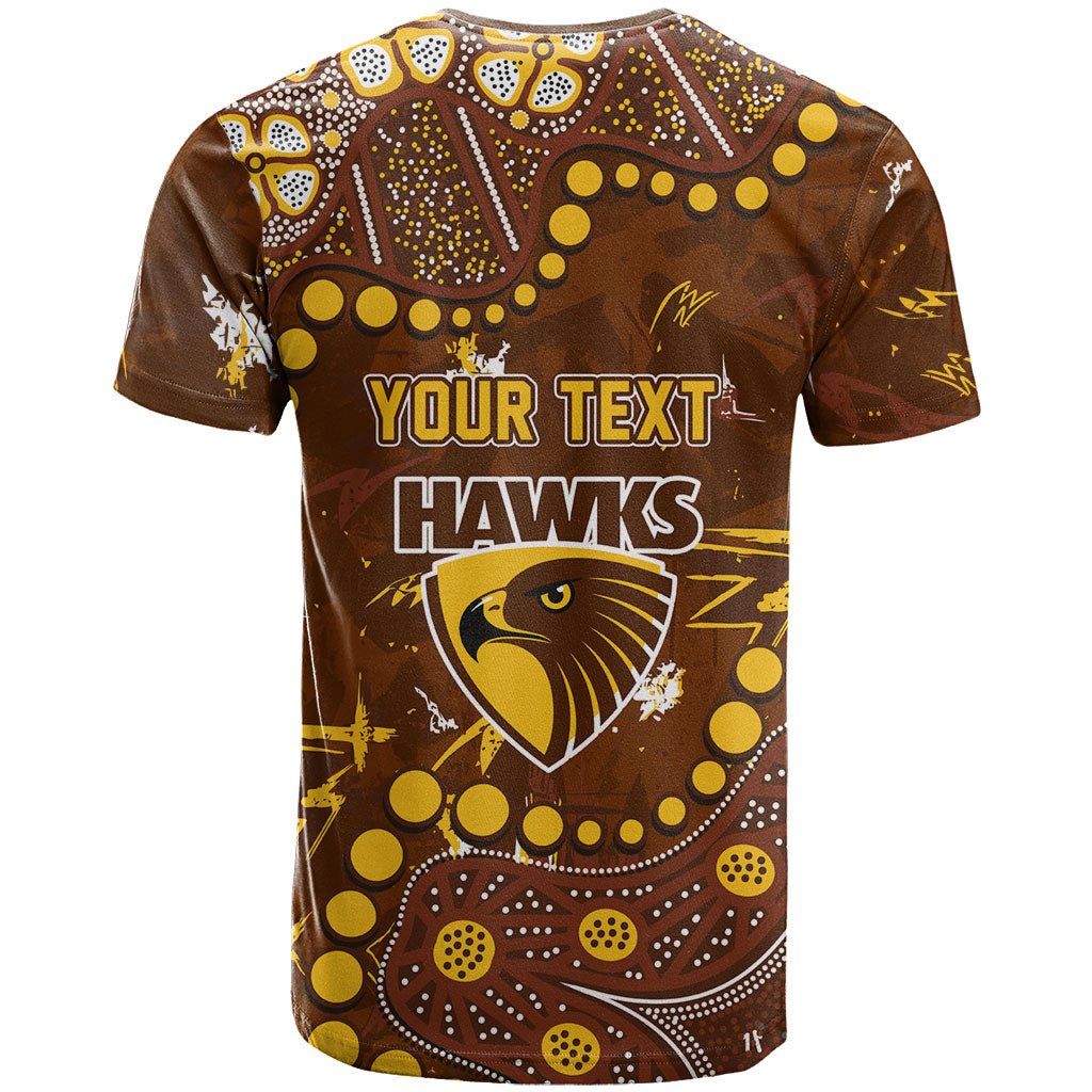 Personalized Hawthorn Hawks T Shirt Aboriginal Pattern with Graffiti Style